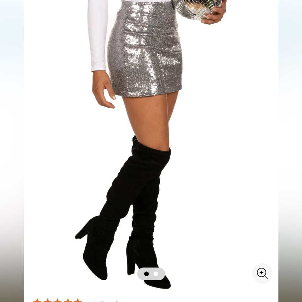 Tipsy Elves Silver Sequin Mini Skirt A-Line Cocktail